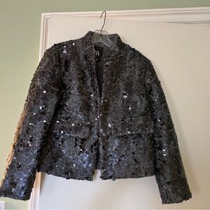 Zara Dark Tweed Sequin Blazer